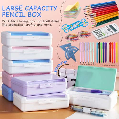 Nuozme Double Layer Pencil Box, Hard Pencil case 2 Compartments, Plastic Large Capacity Pencil Case with Snap-tight Lid, Hard Storage Organizer Box for Girl Boy, Medium-sized(Purple) - Image 5