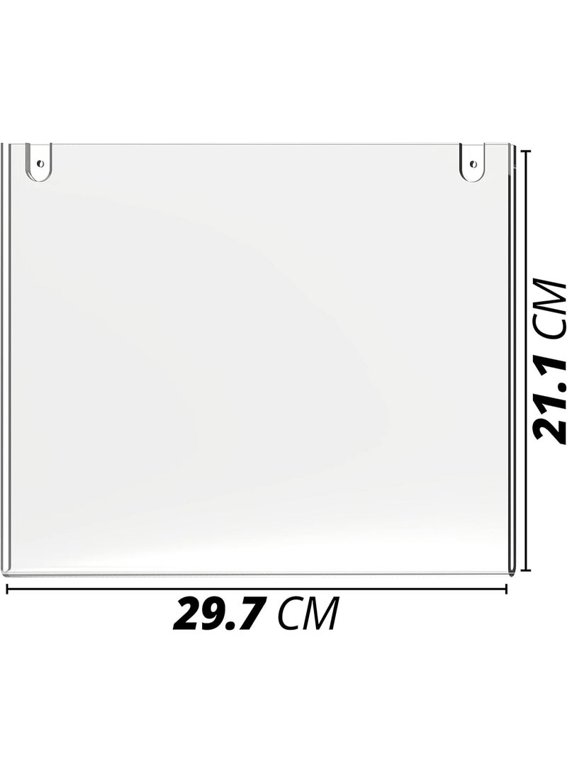 Slasa SLASA Acrylic Sign Holder A4 Paper Wall Mount – 6 Pack | Premium Portrait Hanging Display Frames with Mounting Essentials for Office, Shop, School, Home  - Image 2