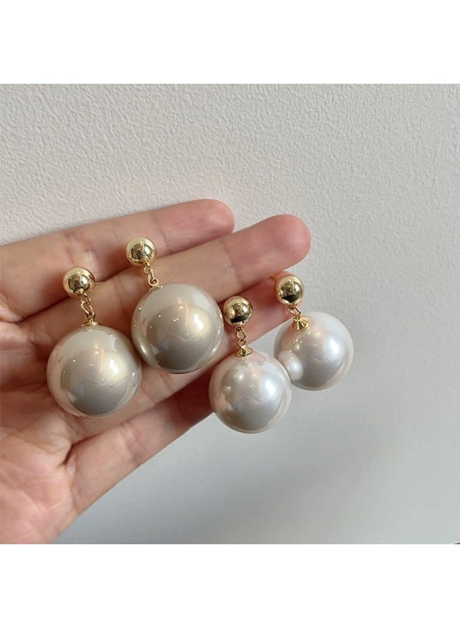 Goolsky أقراط إس925 فضة كبيرة من اللؤلؤ – أقراط فرنسية عتيقة للنساء - Image 5