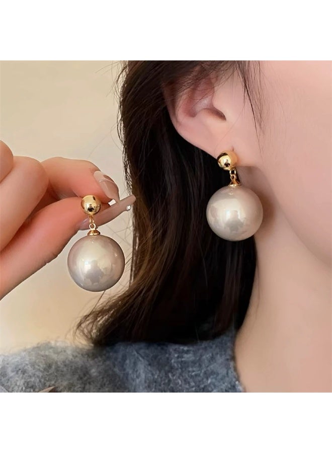 Goolsky أقراط إس925 فضة كبيرة من اللؤلؤ – أقراط فرنسية عتيقة للنساء - Image 1