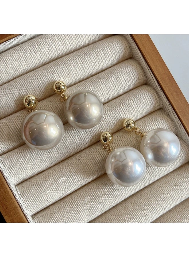 Goolsky أقراط إس925 فضة كبيرة من اللؤلؤ – أقراط فرنسية عتيقة للنساء - Image 3