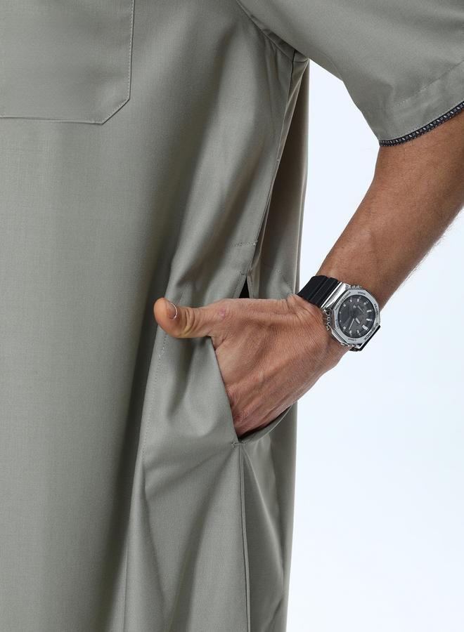 Take Two Men Henley Neck Button Placket Thobe - Image 5