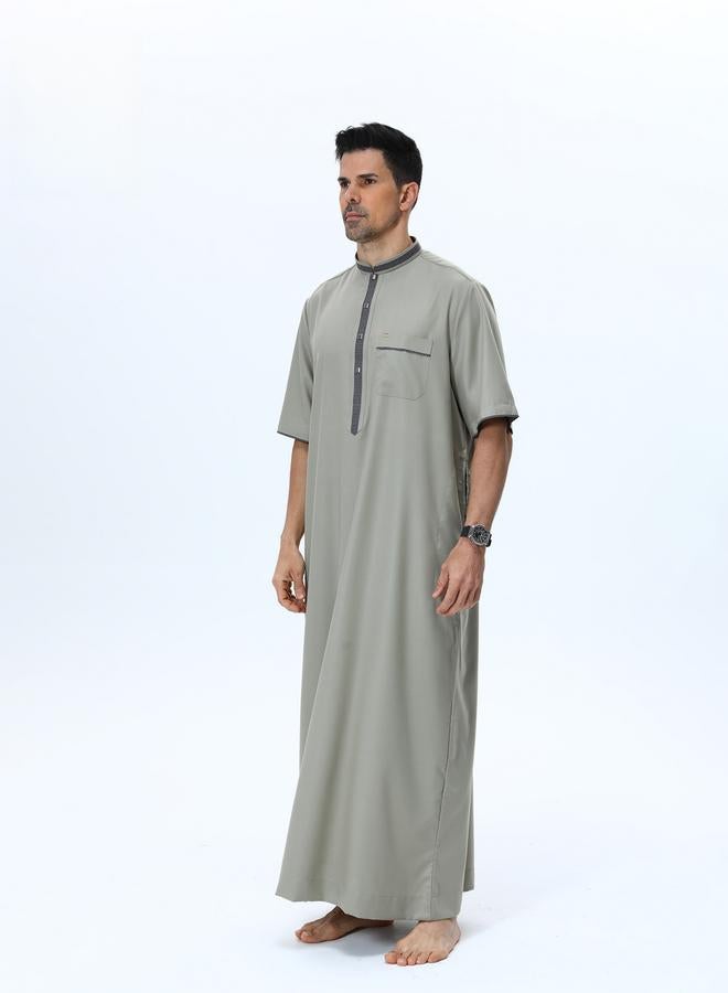 Take Two Men Henley Neck Button Placket Thobe - Image 2