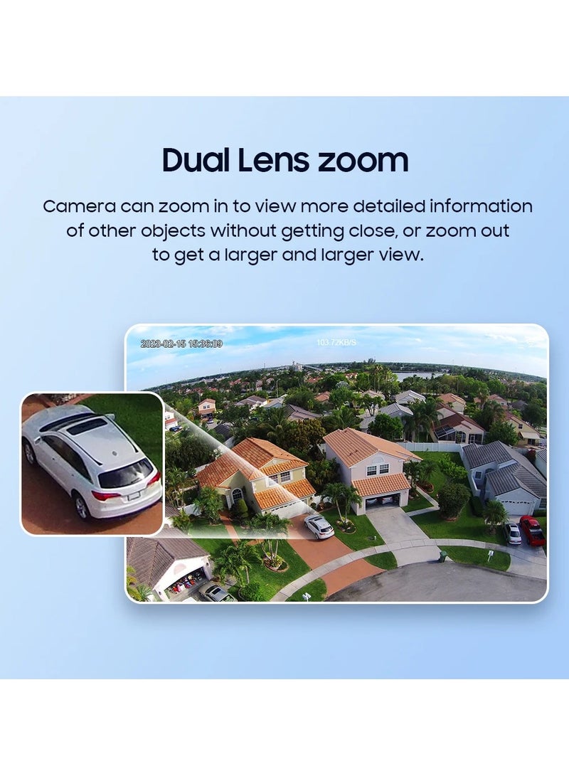 ارواق كاميرا خارجية تعمل بالطاقة الشمسية 4G مجهر HD WIFI للرؤية الليلية بالألوان الكاملة 360 درجة شاشة بانورامية - Image 4