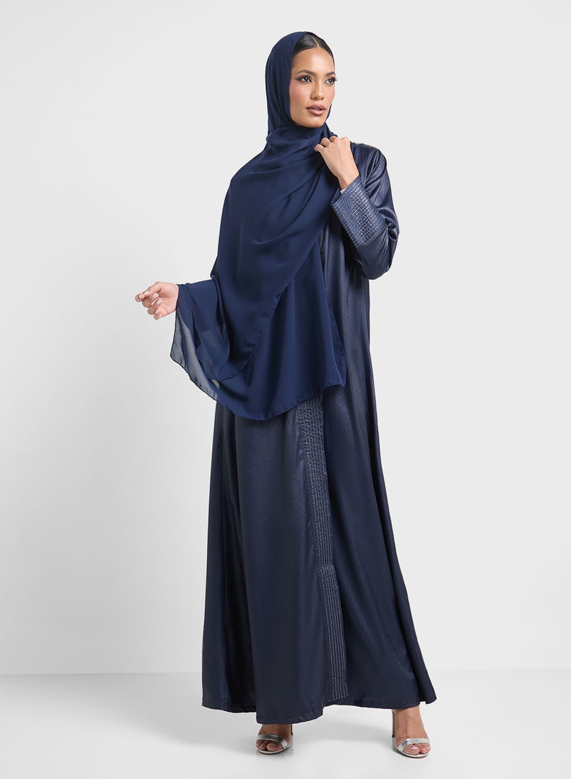 Khizana Abaya With Contrast Hem  & Sheila  - Image 1