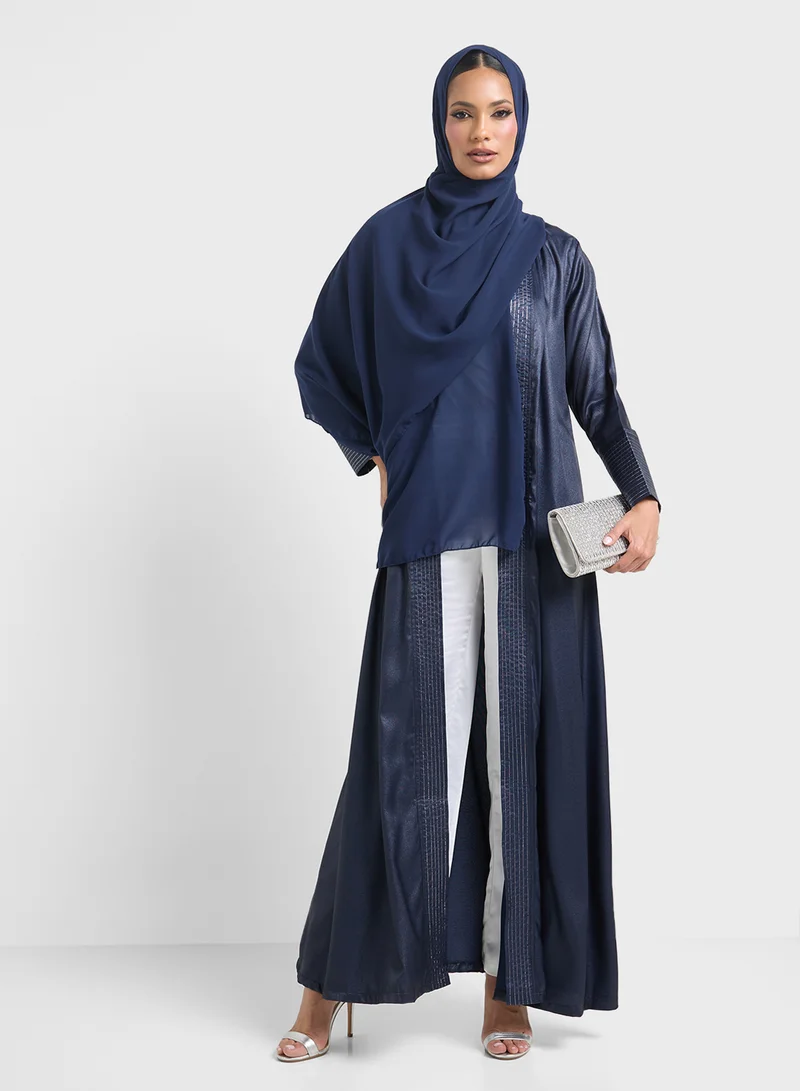 Khizana Abaya With Contrast Hem  & Sheila