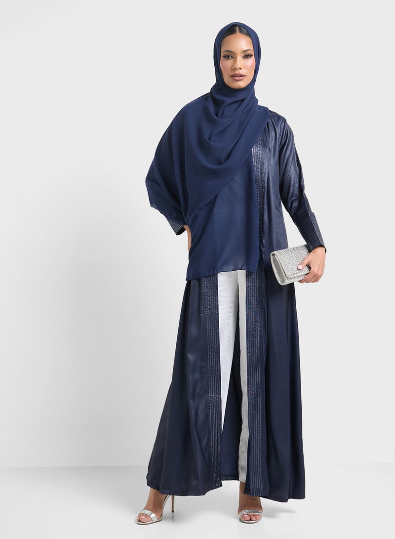 Khizana Abaya With Contrast Hem  & Sheila  - Image 5
