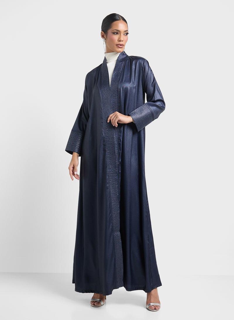 Khizana Abaya With Contrast Hem  & Sheila  - Image 3