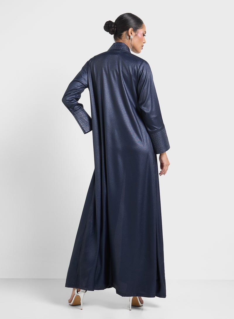 Khizana Abaya With Contrast Hem  & Sheila  - Image 2