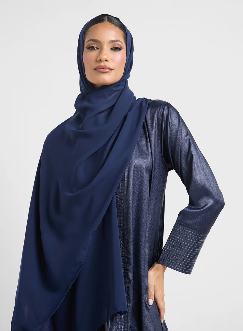 Khizana Abaya With Contrast Hem  & Sheila