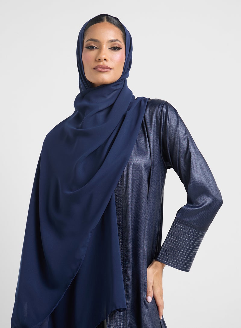 Khizana Abaya With Contrast Hem  & Sheila  - Image 4
