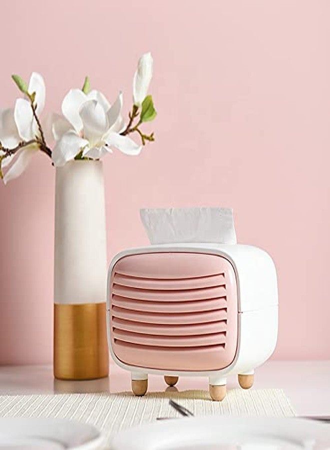 oddpod™ Vintage Radio Tissue Box Holder & Paper Towel Dispenser for Office, Living Room, Bedroom, Night Stand & Desk - Pink - Image 1