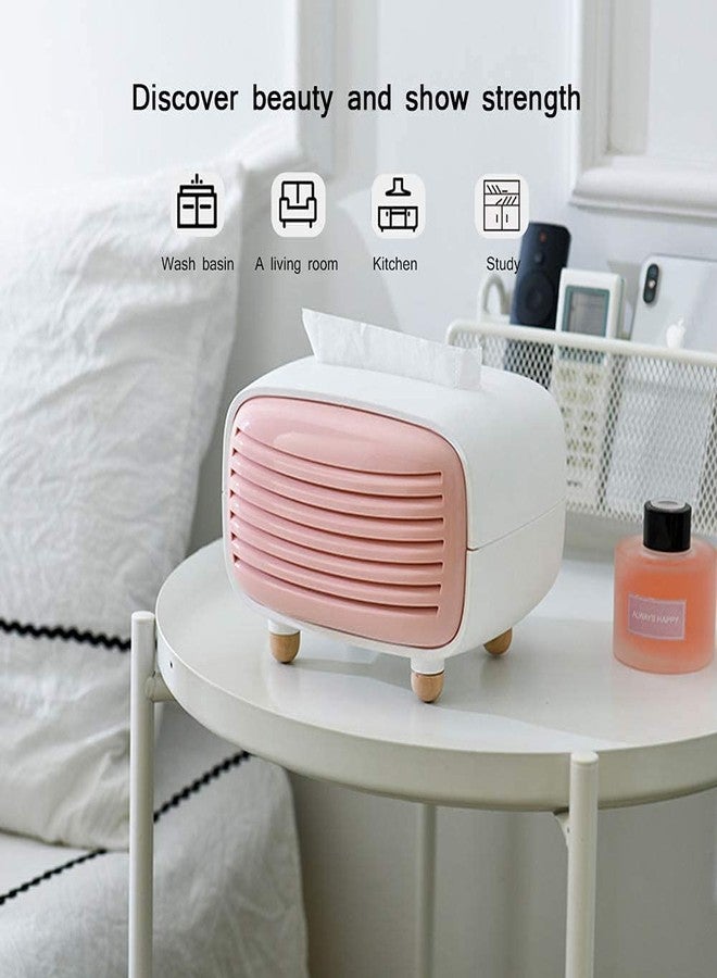 oddpod™ Vintage Radio Tissue Box Holder & Paper Towel Dispenser for Office, Living Room, Bedroom, Night Stand & Desk - Pink - Image 2