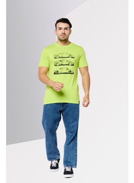 LAMBORGHINI Men Crew Neck Short Sleeves Brand Logo T-Shirt, Green  - Image 2