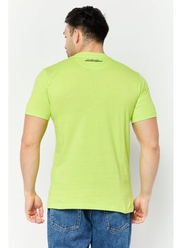 LAMBORGHINI Men Crew Neck Short Sleeves Brand Logo T-Shirt, Green  - Image 3