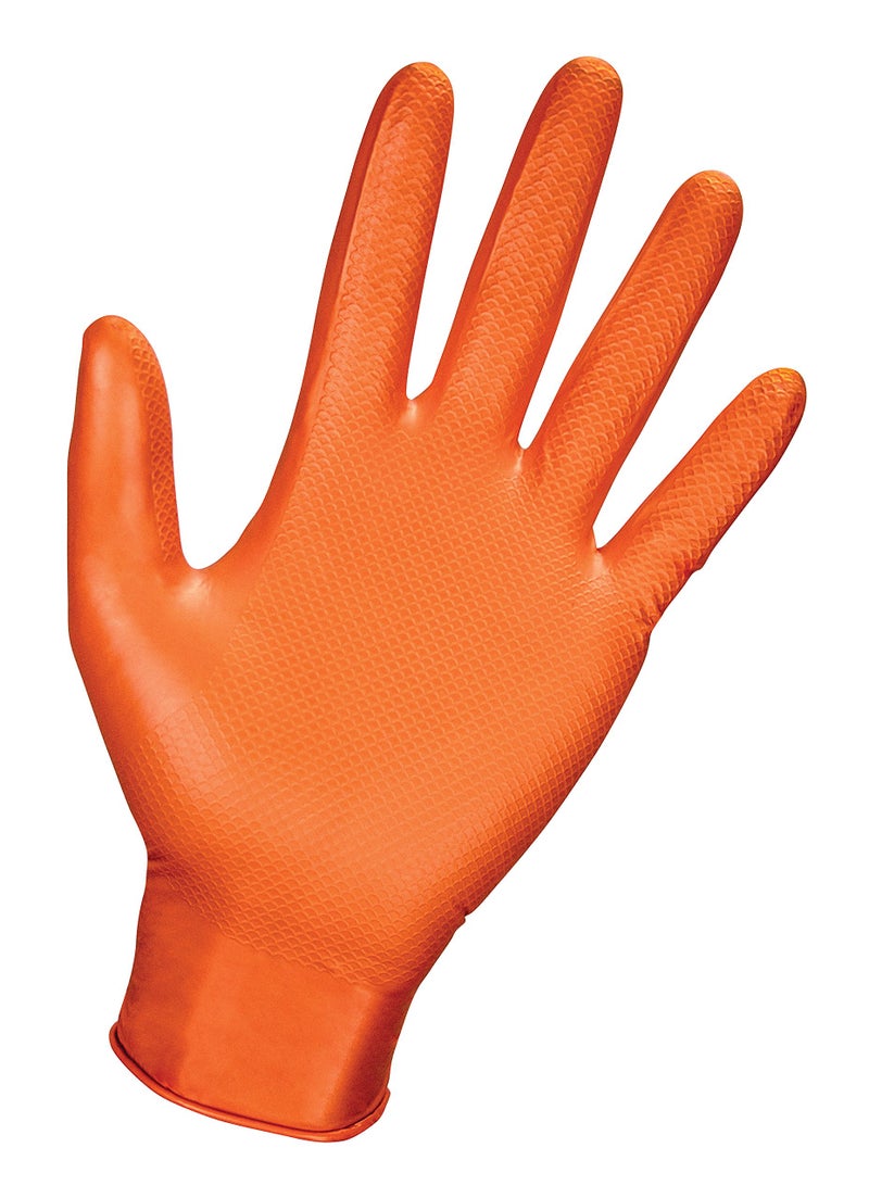 SAS Safety 66573 AstroGrip PowderFree 7 Mil Nitrile Gloves Large Orange 100BX