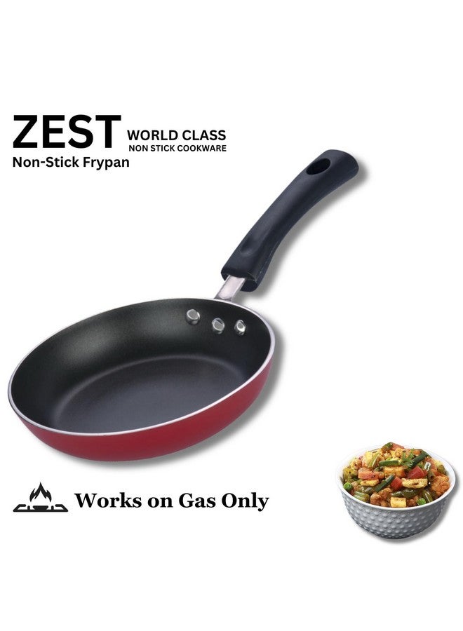 VINOD Vinod Zest Inducto Aluminium Non Stick Frypan - 20 cm | 3mm Extra Thick | 3 Layer Coating | Swiss Quality | Metal Spoon Friendly | Induction Base | 1 Year Warranty - Red  - Image 2
