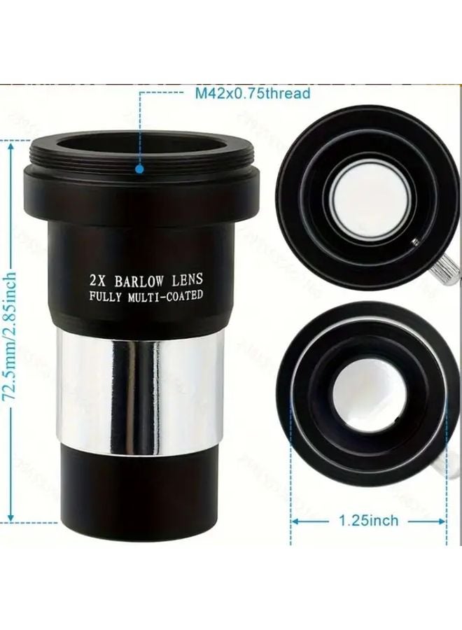 2X Barlow Lens 1 25 Inch Fully Multi Coated Metal with M42 Thread for Telescope Eyepiece - Image 4