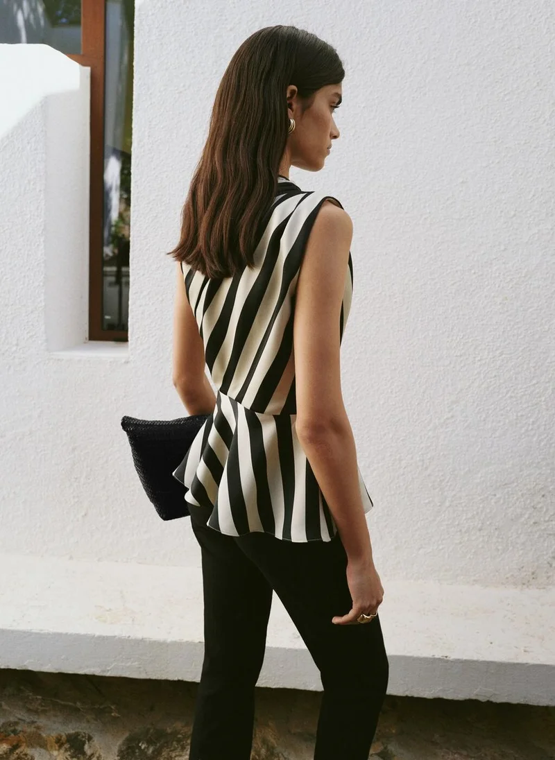 MANGO Striped asymmetrical top