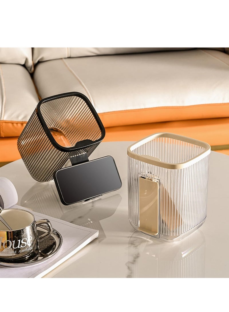 Mini Transparent Countertop Trash Can, Tiny Garbage Bag Holder,  Desk Bin with Mobile Holder, Essential Small Garbage can Designed for Versatile use, Suitable for Home Kitchen Office (Black Grey) - Image 5