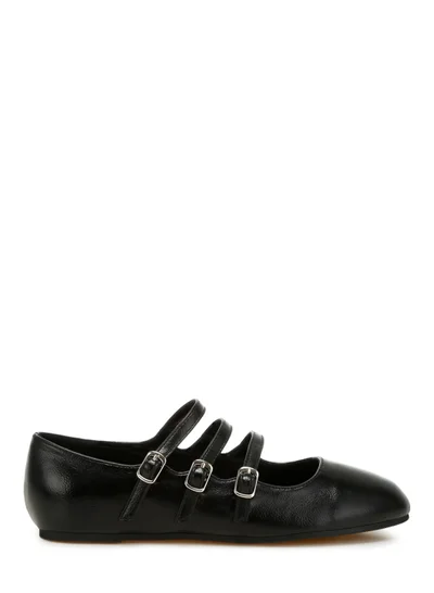 London Rag Triple Strap Mary Jane Sandals in Black