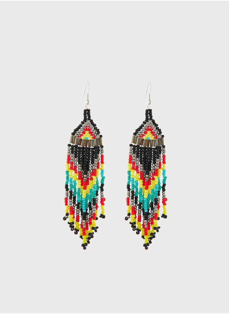Ginger - Beaded Drop Tassel Earrings - Image 1