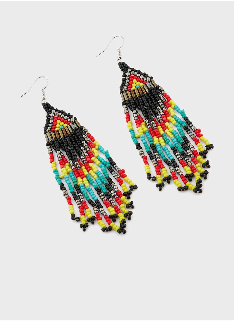 Ginger - Beaded Drop Tassel Earrings - Image 1
