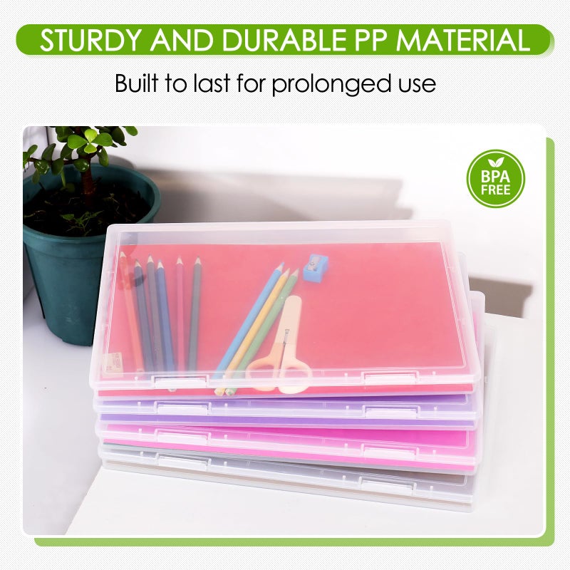 FAAYUCK 8 Pack Paper Storage Box, Scrapbook Paper Storage Fits 8.5" x 11.5" Letter, Stackable Plastic File Storage Box with Snap for Protecting Scrapbooks, Photos, Game Card, Office Supplies, Files - Image 3