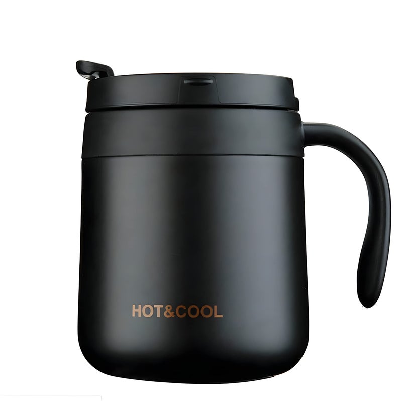 SHIDHMI Coffee Mug Vacuum Insulated Camping Mug with Lid Hot/Cold, Double Walled 18/8 Stainless Steel for Kids, Sport,Cocoa,Cereal,Mocha,Cappuccino,Espresso Tea,Sipping lattes,Hot Chocolate (500 ML, Black) - Image 1