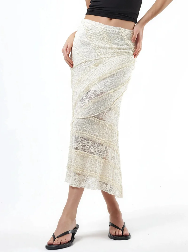 بوسيم BUSEM Textured A-Line Midi Skirt