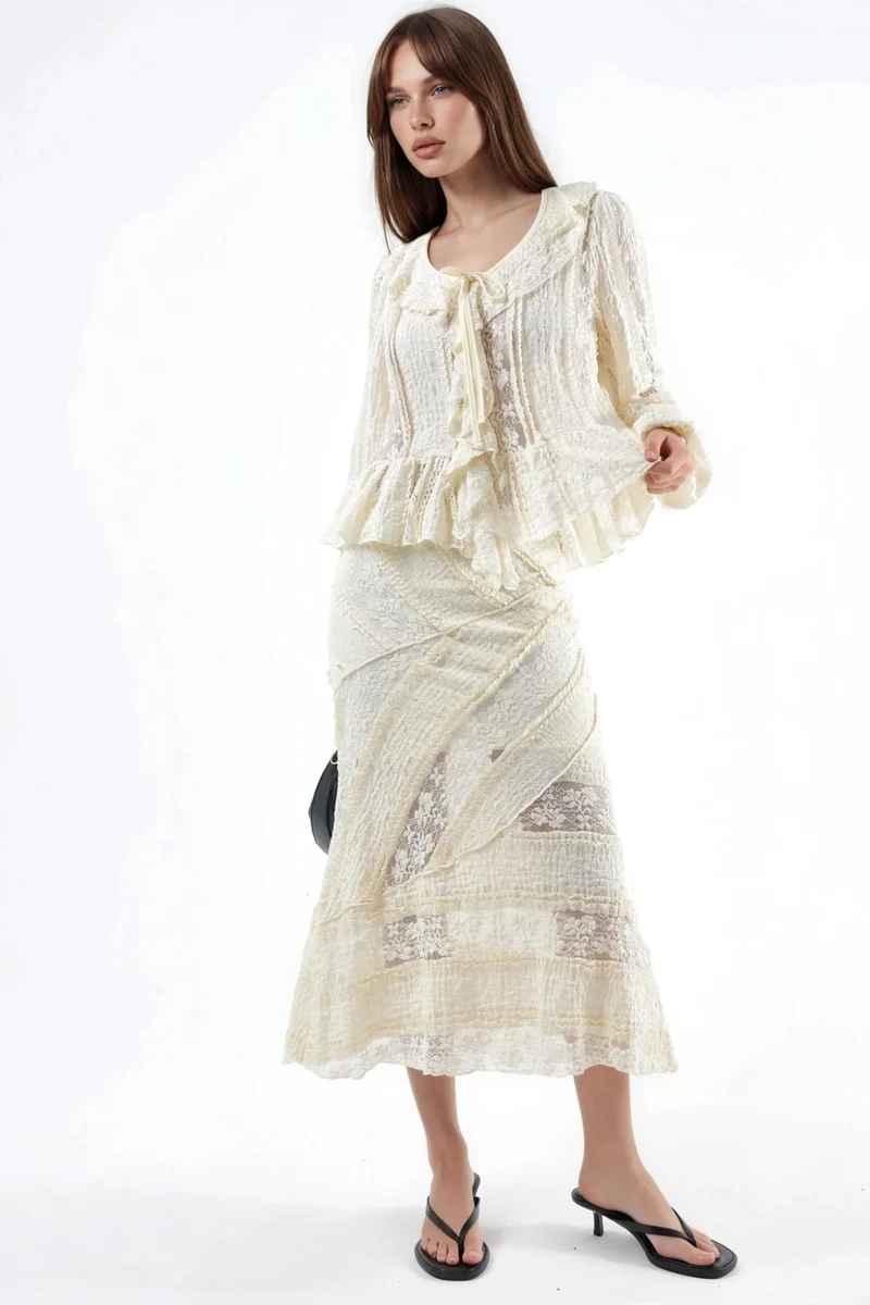 Busem BUSEM Textured A-Line Midi Skirt
