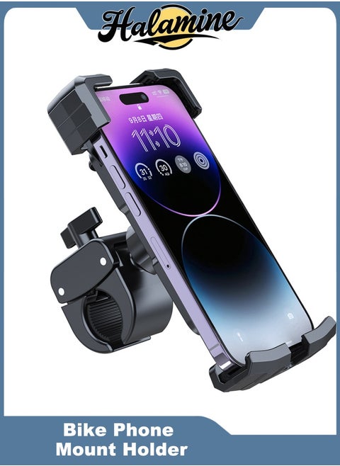 Bike Phone Mount Holder, Adjustable Motorcycle Phone Mount，360° Rotate Suitable for iPhone & Android Smartphones ，Black
