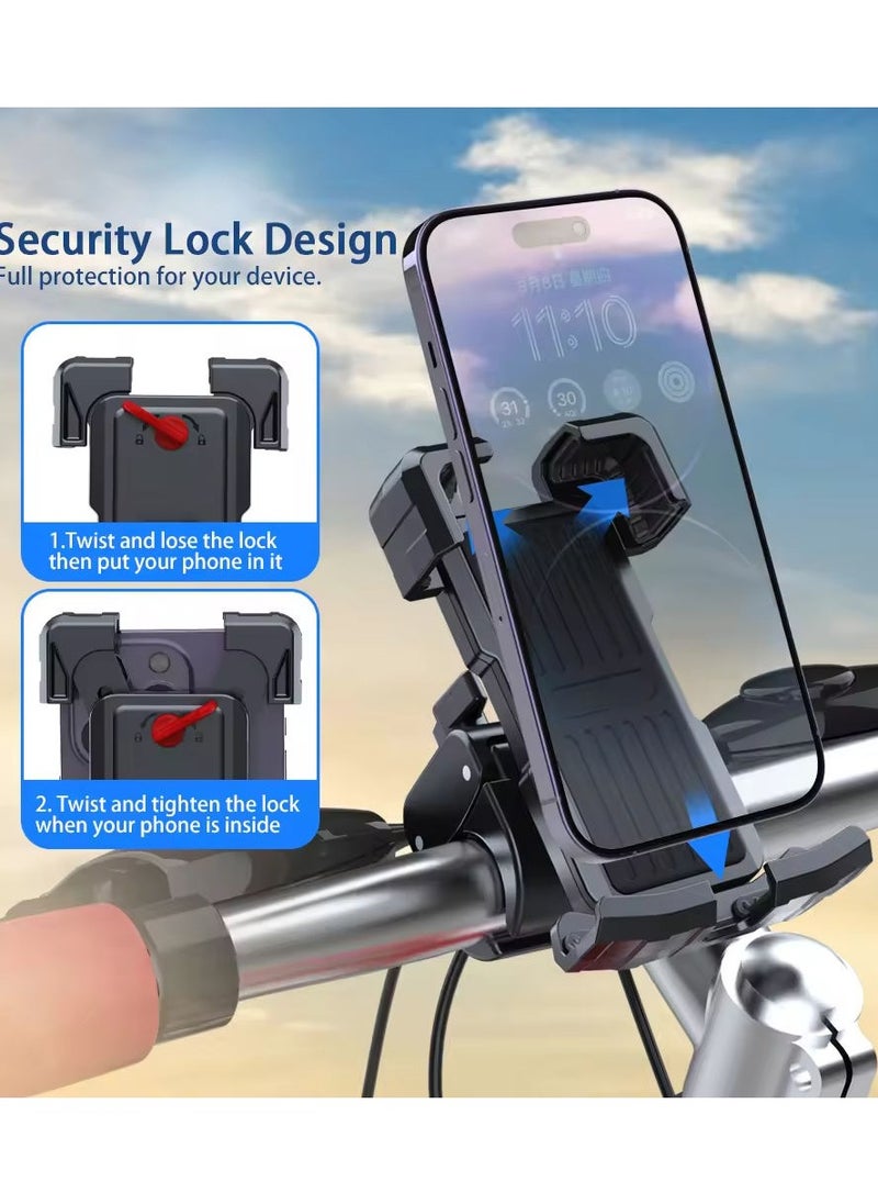 Halamine - Bike Phone Mount Holder, Adjustable Motorcycle Phone Mount，360° Rotate Suitable for iPhone & Android Smartphones ，Black - Image 1