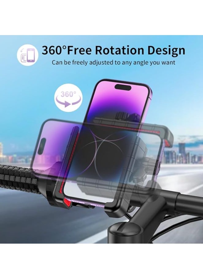 Halamine - Bike Phone Mount Holder, Adjustable Motorcycle Phone Mount，360° Rotate Suitable for iPhone & Android Smartphones ，Black - Image 1