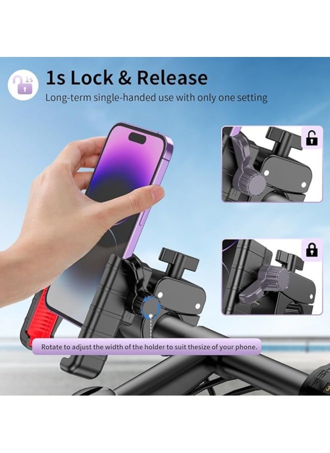 Halamine - Bike Phone Mount Holder, Adjustable Motorcycle Phone Mount，360° Rotate Suitable for iPhone & Android Smartphones ，Black - Image 1