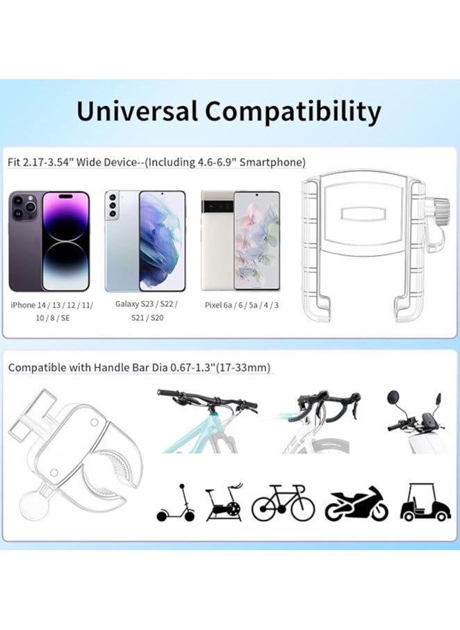 Halamine - Bike Phone Mount Holder, Adjustable Motorcycle Phone Mount，360° Rotate Suitable for iPhone & Android Smartphones ，Black - Image 1