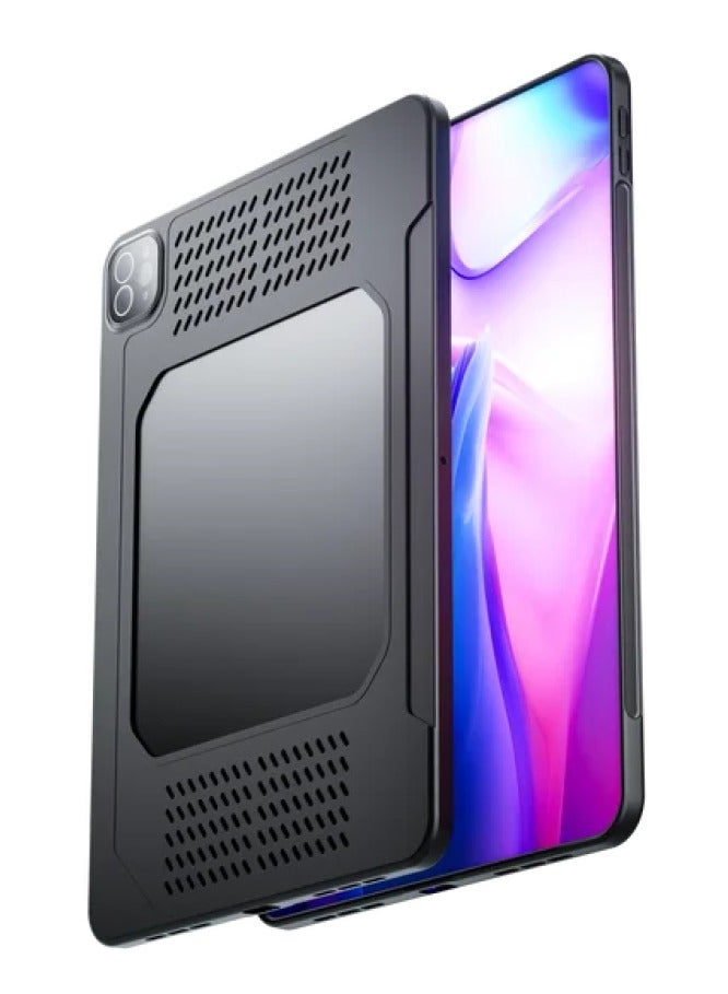 Sarafox Rugged iPad Case for iPad Pro 11-inch 2022-2024 with a Cooler Compatible Back Cover. It features an open back design with open sides that help dissipate heat and distribute cooling better. - Image 1