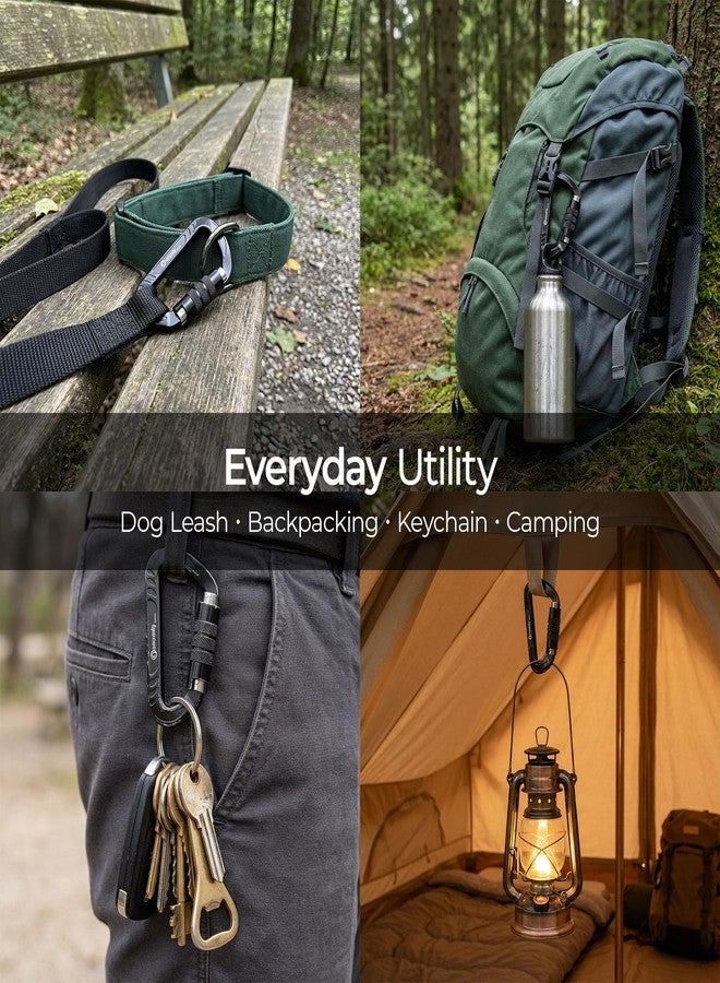 Amzonly Auto Locking Carabiner Clips Heavy Duty, 12KN /2697lbs Lightweight (1.0oz), Sturdy Twist Lock Caribeeners for Camping Hiking Hammock Swing Backpack, Dog Leash and Harness etc, Black, 2 Pack - Image 5
