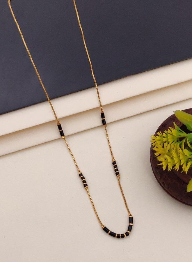 sweeply Traditional Black Bead Mangalsutra Chain for Women | Lightweight Daily, Wear Jewelry, Best Birthday Gift, perfect for Anniversary, Mother's Day gift, Valentine Gift, Gift for Diwali - Image 2