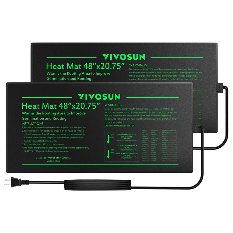 VIVOSUN 2-Pack 48" x 20.75" Durable Waterproof Seedling Heat Mat, UL & MET-Certified Warm Hydroponic Heating Pad for Germination, Indoor Gardening, Greenhouse - Image 1
