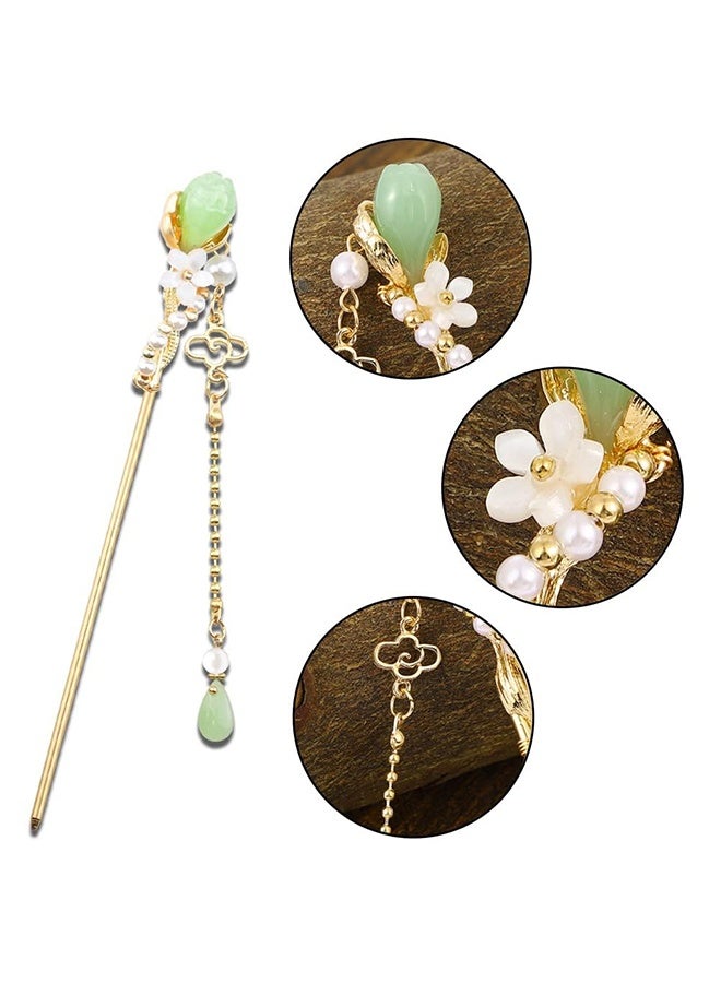 Lemon 2 Pack Flowers Chinese Hair Sticks, Pearl Tassel Hairpin Retro Gold Metal Long Hair Sticks Pins, Flower Butterfly Hair Chopsticks for Women Girls - Image 4