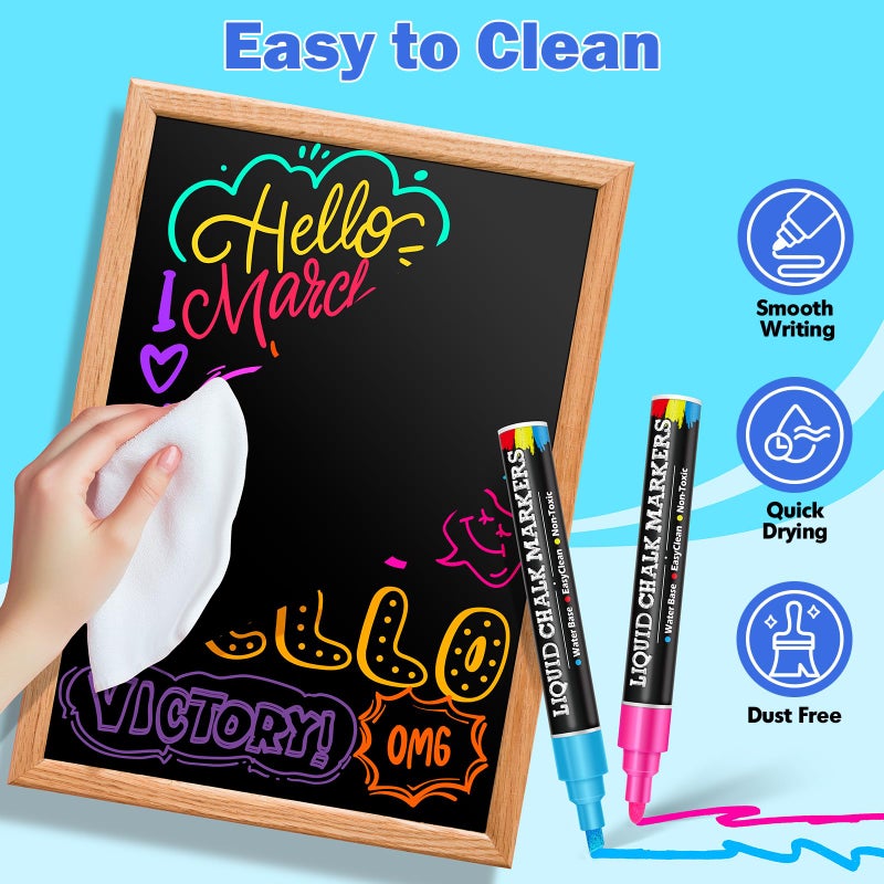 BainGesk 30 Colors Liquid Chalk Markers, Dust-Free Erasable Pens for Blackboards, Chalk Markers for Chalkboard, Windows, Glass, Mirror, Acrylic Dry Erase Board, 6mm Reversible Bullet & Chisel Tip - Image 3