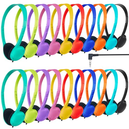 ZNXZXP 30 Pack Class Set Headphones for Students School Classroom Headphones Bulk Over The Ear Adjustable with 35 mm Jack for Library Online Lesson and Testing OfficeGifts 10 Mixed Colors - Image 1