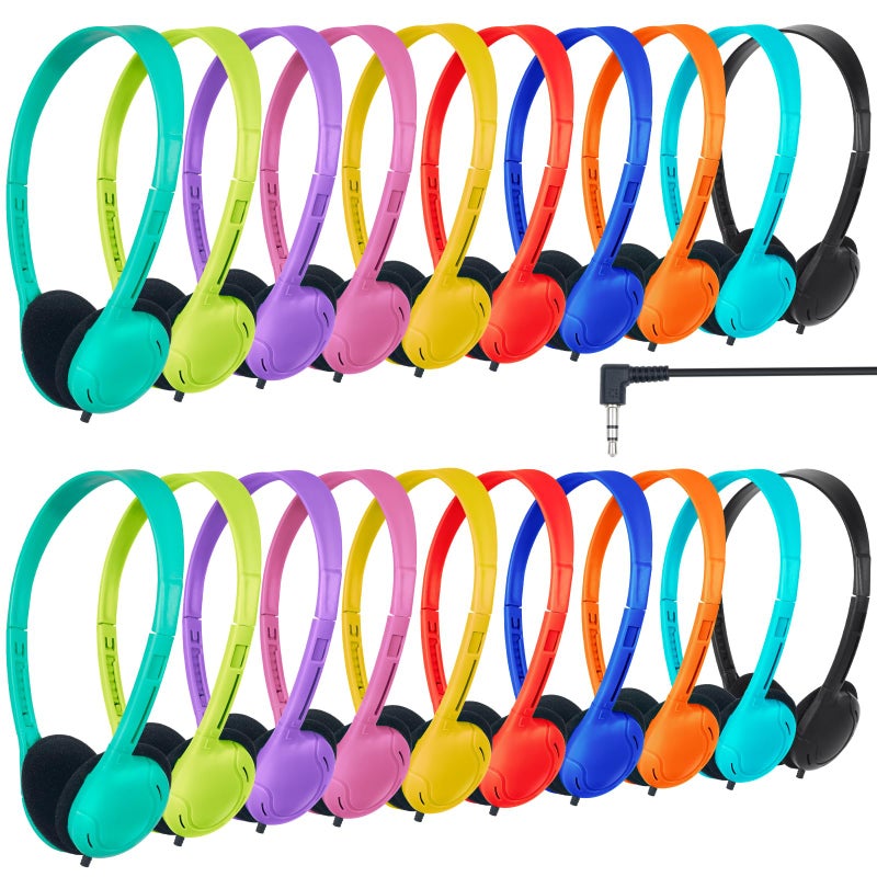 ZNXZXP 30 Pack Class Set Headphones for Students School Classroom Headphones Bulk Over The Ear Adjustable with 35 mm Jack for Library Online Lesson and Testing OfficeGifts 10 Mixed Colors - Image 2