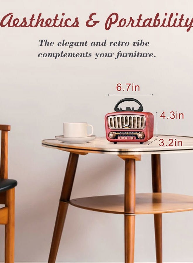 PRUNUS J-180 Retro Radio, Bluetooth Speaker with Stereo Sound, AM FM Radio, Portable with Loud Volume, BT5.0, TF Card and MP3 Player, Rechargeable Speaker - Image 5