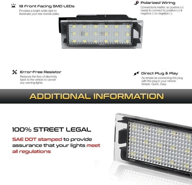 QASULER LED License Plate Light for Renault Vehicles - Image 5