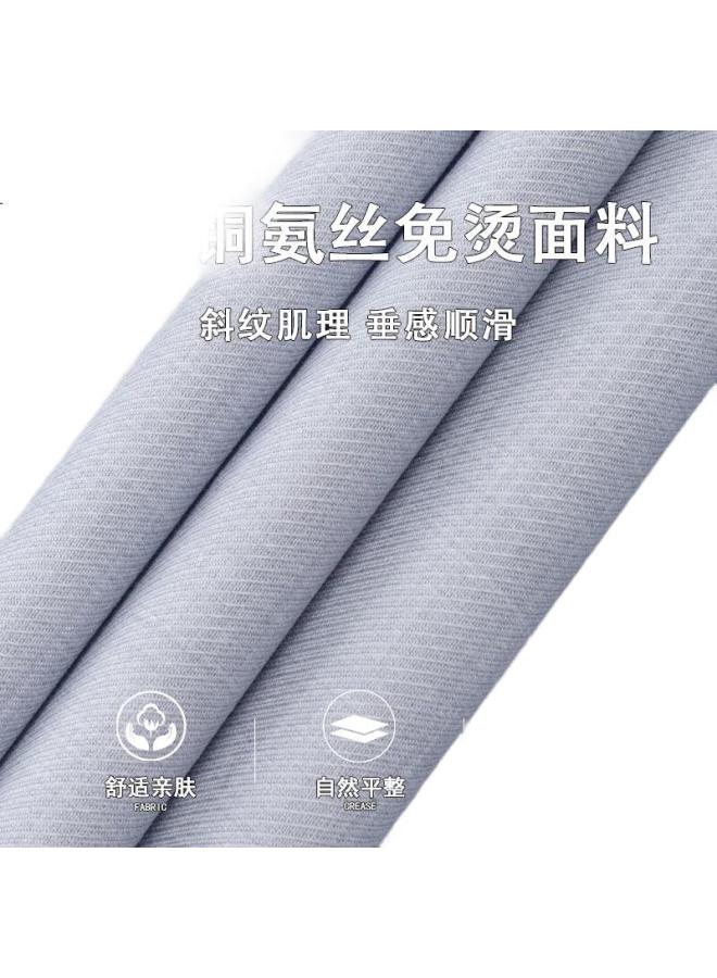FIRS Shanshan Men's Short Sleeve Non-iron Copper Ammonia Shirt Summer Casual Business Comfortable Elastic Cool Feeling Shirt Light Grey Size 40 - Image 2