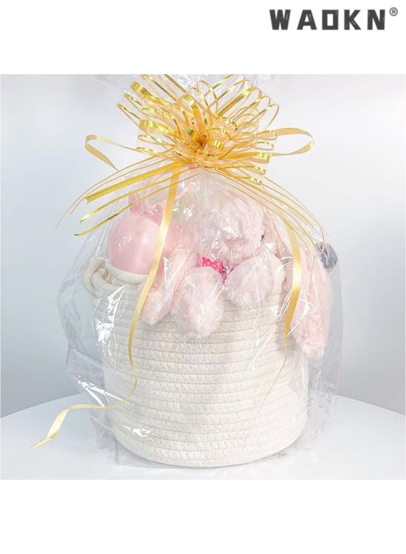 WAOKN Small Woven Basket, Cotton Rope Shelf Storage Basket, Small Round Easter Basket, Cute Baby Basket, Decorative Round Bin for Nursery Bedroom Bathroom, 9.4" x 9.4"x 7.1" Empty Gift Basket - Image 3