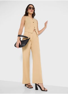 Ginger Cotton Button Up Vest & Wide Leg Pant Co-Ord Set  - Image 5