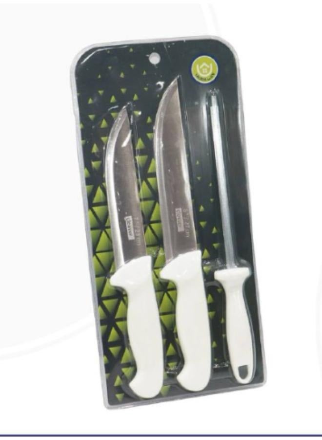 Kitchen knife set with stainless steel sharpener 3 pieces 